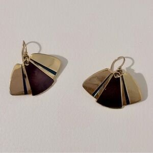 Laurel Burch dangle enamel gold tone pierced earrings